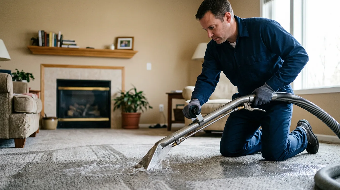 Water damage restoration technician working near Mannsville, NY